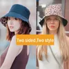 2024 Twee zijkant luipaard emmer hoed voor vrouwen omkeerbare Panama Travel Sun Hat Summer Ladies Beach Sun Protection Fisherman Hats 240410
