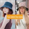 2024 Två sidosidan Leopard Bucket Hat For Women Reversible Panama Travel Sun Hat Summer Ladies Beach Sun Protection Fisherman Hats 240410