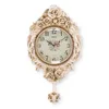 Tuda European Style Silent Flower Canving Large Pendulum Living Room Quartz Clock Slaapkamer Creatieve olifant Swing wandklok