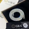 GRA Certificated 10K 14K Real Solid Gold 3Mm 4Mm Moissanite Jewelry Tennis Chain Necklace For Men Women