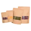 10Pcs Kraft Paper Food Bags Stand Up Pouches Coffee Sweet Candy Packaging Dried Food Fruit Cookie Storage Zip Lock Sealing Bags