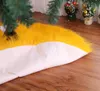 Jupe arbre en peluche longue dorée pour décoration de fête de festival de Noël 78 cm / 122 cm Jupe d'arbre à tapis de Noël avec décorations à bowknot