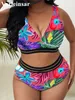 0xL - 4xl Neu gedruckter Bikini Plus Größe großer Badebekleidung Frauen Bikini Set Badeanzug V3893