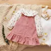 Robes de fille 2pcs bébé imprimé floral volant à manches longues à manches longues et robe de robe globale L47