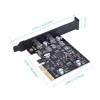 Cards PCIE 4X para USB 3.1 Gen2 10Gbps 2 Porta T Tipo C PCIEXPress Adapter Converter Expansion Card ASM1142 Chip para laptop Typcc dual typcc