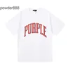 Designer Men's Short Sleeve Street Fashion Summer New Product Trendy and Niche Purple Letter Arc-shaped Printed Sleeved Loose Te