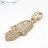 Tianyu gems hiphop style 10k gold material diamonds setting hand shape pendant