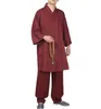 Unisex 6color zomer hoogwaardige boeddhistische shaolin monniken kung fu pak lohan arhat kleding zen lay uniformen pakken rood/blauw