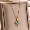 Pendant Necklaces Stainless Steel Luck Clover Pendant Necklaces For Women Gold Color Chain Moon Cute Necklace Square Cross Jewelry Christmas Gift 240410