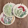 1 Set Embroidery Kit for Beginners, DIY Needlepoint Kits with Embroidery Clothes with Floral Pattern, Embroidery Hoops