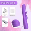 3 en 1 Rose G Spot Rabbit Vibrateur battable pour la stimulation clitoridienne, avec 7 modes de vibration vibratrice rechargeable vibratrice anale, jouets sexuels pour adultes (violet)