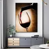 Retro Pouring Red Wine & Red Wine Glass Art Posters Canvas Painting Wall Print Pictures Bar Restaurant Kitchen Dining Home Decor