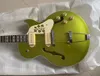 Custom Shop ES 295 Memphis Scotty Moore Metallic Green Gold Hollow Body Guitar Guitare Double F trous blanc P90 Pickups Trapeze7170403