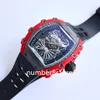 21-02 TOURBILLON AERODYNEN MEN MENS Titta Red Black Carbon Automatisk rörelse 28800VPH SAPPHIRE CRYSTAL Luxury Wristwatch 8 Färger