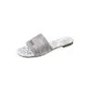 Luxe geborduurde stoffen slippers Slippers Designer Slippers dames mode lage hak platte slippers schoen