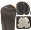 Remy SLIK BASE Human Hair Topper dla kobiet Naturalny czarny kolor prosty klip w kawałki 13x15cm4798817