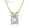 Wong Rain 100 925 Sterling Silver Emerald Cut Created Moissanite Diamonds Gemstone Pendant Necklace Engagement Fine Jewelry Y01265433545