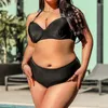 Kvinnors badkläder 4xl High End Plus Size Black Bikini 2024 Swimsuit Kvinnliga kvinnor Push Up Set Beachwear Bathing Suit