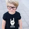 T-shirts Rock to rock çocuk tişört kızlar unisex bebek kıyafetleri serin moda stil üstleri çocuklar yaz kısa kollu grafik tişört 240410