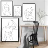 Résumé Man Body Line Drawing Affiche toile peinture masculine nue figure mural art imprime minimaliste image de chambre à coucher décoration murale de maison