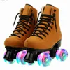 Inline Roller Skates Quad Flashing Roller Skate Shoes Beginner Outdoor Skating Adult Men Women Double Row Roller Shoes Sliding Sneakers With 4 Wheels Y240410