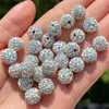 10pcs/lot AB White Rhinestones Crystal Beads Disco Ball Bracelet Charms Beads for Wholesale Handmade Craft Jewelry Making DIY