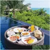 Kampmeubilair Bali Zwembad Drijvende mand Rattan Picknick Tray Imitatie El Villa Afternoon CAM TAFEL Outdoor drop levering Spor DHB2P