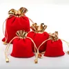 10 PCs Red Color Organza Bag Jewelry Saco de embalagens Festas de casamento Sacos de doces a favor de bolsas de presente de cordão