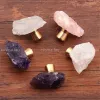 Natural Rough Fluorite Stone Knob and Handle Brass Base Drawer Kitchen Cupboard Closet Door Knobs Clear Crystal Handles