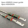 2PCS دليل خطية RAIL HGR25 - 1100 1200 1500 مم مع 4pcs النقل الكتل الخطي HGH25CA / HGW25CA CNC الأجزاء