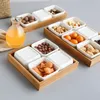 Ceramiczna siatka z przekąskami z talerzem serwującym Japońskie małe danie z tacą japońską ceramiczne bambusowe orzechy owocowe talerz
