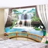 3D Outside The Window Landscape Waterfall Painting Tapestry Wall Hanging Bedroom Wall Fabric Art Tapestry Bohemian Decor Blanket