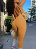 LW Sexy Jumps combinaison plus taille STRAP CROSS Backless Skinny Jumpsuit Femmes Rouched Rompers Bodycon Tenfits 240410