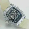 Роскошные мужские часы Richar M Barrel Hollower-Out Designer Watch Sapphire зеркальный резиновый резиновый ремешок Водостойкий нержавеющая сталь 49NZ