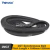 POWGE PL = 1040 1100 1110 1136 1140 1164 1180 1210 1220 1240 1250 2GT DIMING BAND W = 6/9MM GT2 Rubberen synchrone riem