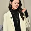 Pendant Necklaces 2023 New Green Crystal Clover Long Necklace for Women Classic Sweater Chain Brooch Two Ways To Wear 240410