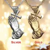 Nowy religijna modlitwa gest cross metal naszyjnik męski biżuteria