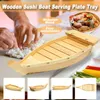 Luda 42x17x7,5 cm Cucina giapponese Sushi Boats Sushi Tools in legno Fatto a mano Simpubblica Sashimi Piatti freddi Augurazione Barra da tavolo