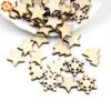 50PCS Natural Wooden DIY Christmas Tree Hanging Ornaments Pendant Gifts Tree Snow Flakes Star Shape Xmas Ornaments Decorations