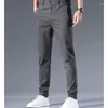 Men's Pants Simplicity Fashion Solid Color Pockets For Men Business Office Casual All-match Elastic Waist Trousers Summer Male Clothes