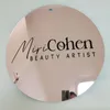 Nome da loja de círculo de espelho de acrílico personalizado, sinal de logotipo personalizado de logotipo da empresa para decorações