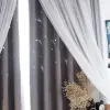 Ahoyikaa Gray Double Layer Hollow Out Stars Blackout Curtain For Living Room Window Curtains Bedroom Voile Hotel Home Decoration