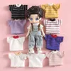 OBITSU 11 Vêtements BJD Vêtements de poupée Stripe Shorts Short T-shirt pour 1/8 1 / 12BJD, OB11, Molly Dolls Accessories Toys for Girls Boys