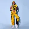Gele cheerleader uniforme hiphop kleding vrouwelijke jazzdanswear rave outfit meisje sets podium kostuum festival kleding dl8204