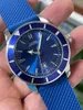 Montre-bracelets Luxury Black Blue Rubber Superocean Mens Watch en céramique Mouvement mécanique automatique Montres 46 mm