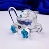 30pcs/Lot Cute Crystal Glass Baby Caating Baby Shower Favours Chrzest Pośrodki Mini szklane powóz dla niemowląt