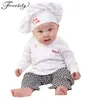 Baby Jungen Mädchen Carnival Cook Chef Halloween Cosplay Outfits Baby Cook Chef Küche Uniform T-Shirt Hosen Hut Fotografie Kostüm