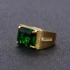 Band Rings Hoyon популярное нефритовое кольцо мужское ювелирное украшение ретро -квадратное этническое кольцо 14K Gold Open Green Diamond Dift Box J240410