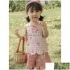 Kläder sätter flickor Fashion Pants Cherry Suspender Baby Doll Shirt Top Summer Childrens Casual 230630 Drop Delivery Kids Maternity DHW75