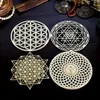 1PC Wood Mur Fleur de vie Forme Art Home Decor Laser Coup Coupte Croaster Set Placemats Table Mat à table Round Tup Pad